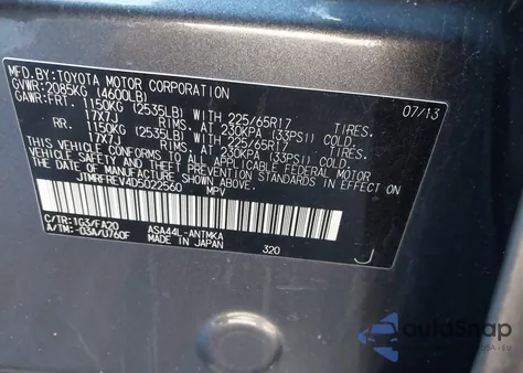 2013 Toyota Rav4 Xle from USA, damaged, VIN JTMRFREV4D5022560